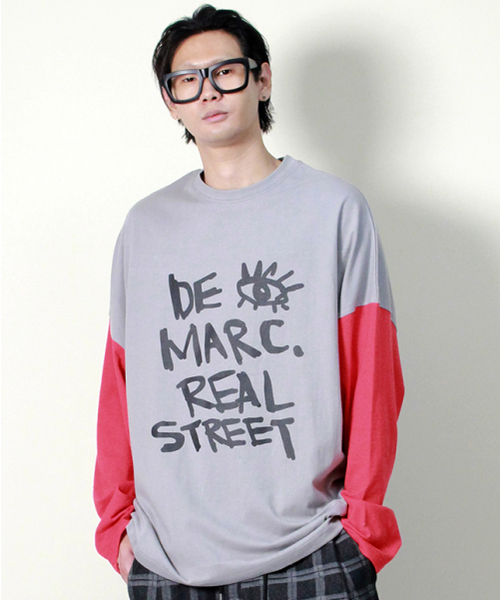 DEMARC（ドゥマーク）の「オーバーサイズストリートテキスト配色長袖Tシャツグレー（Tシャツ/カットソー・メンズ・その他・MEDIUM/LARGE）」の3枚目の写真