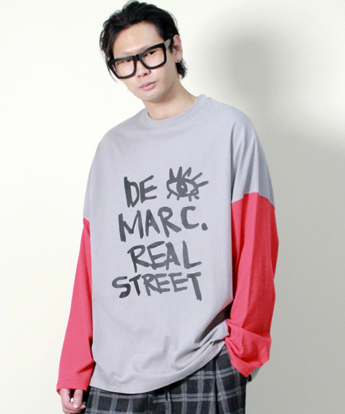 DEMARC（ドゥマーク）の「オーバーサイズストリートテキスト配色長袖Tシャツグレー（Tシャツ/カットソー・メンズ・その他・MEDIUM/LARGE）」の4枚目の写真