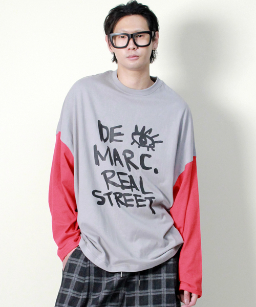 DEMARC（ドゥマーク）の「オーバーサイズストリートテキスト配色長袖Tシャツグレー（Tシャツ/カットソー・メンズ・その他・MEDIUM/LARGE）」の6枚目の写真