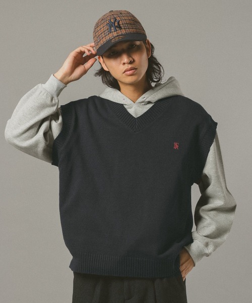 RAGEBLUE（レイジブルー）の「コットンVネックベスト（ニット/セーター・メンズ・ネイビー/オフホワイト・MEDIUM/LARGE）」の13枚目の写真