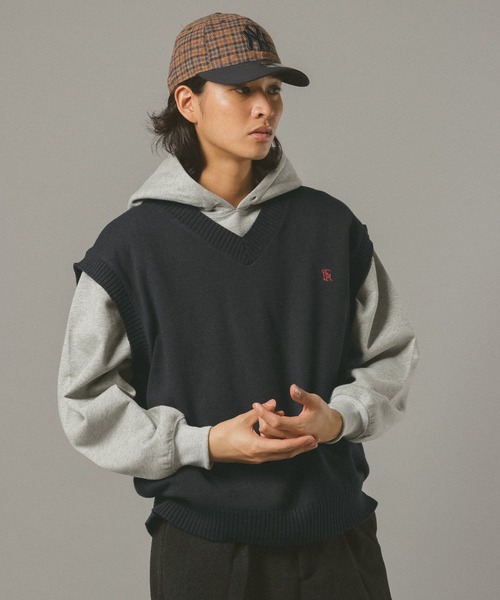 RAGEBLUE（レイジブルー）の「コットンVネックベスト（ニット/セーター・メンズ・ネイビー/オフホワイト・MEDIUM/LARGE）」の14枚目の写真