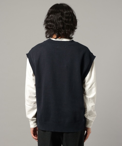 RAGEBLUE（レイジブルー）の「コットンVネックベスト（ニット/セーター・メンズ・ネイビー/オフホワイト・MEDIUM/LARGE）」の17枚目の写真
