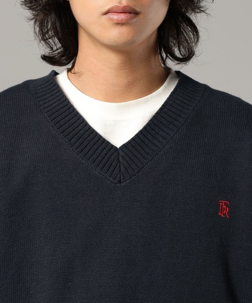 RAGEBLUE（レイジブルー）の「コットンVネックベスト（ニット/セーター・メンズ・ネイビー/オフホワイト・MEDIUM/LARGE）」の18枚目の写真