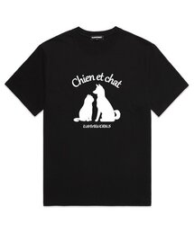 CHIEN ET CHAT オーバーサイズ 半袖Tシャツ (VS0056) ブラック