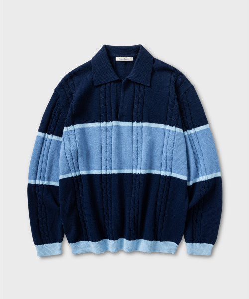セール】ストライプカラー ニット_NAVY（ニット/セーター）｜NONBLANK