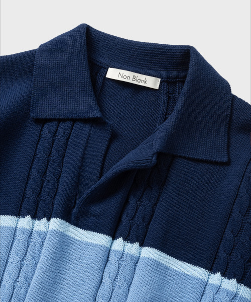 NONBLANK(ノンブランク)の「ストライプカラー ニット_NAVY(ニット/セーター・メンズ・ネイビー・MEDIUM/LARGE/X-LARGE)」の4枚目の写真
