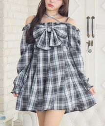 ems excite | リボンチェックミニOP(ワンピース)