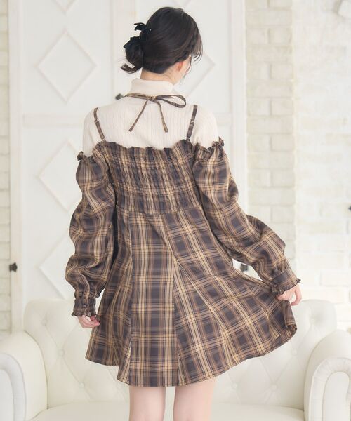 ems excite（エムズエキサイト）の「リボンチェックミニOP（ワンピース・レディース・ブラック系その他2/ブラウン系その他2・FREE）」の5枚目の写真