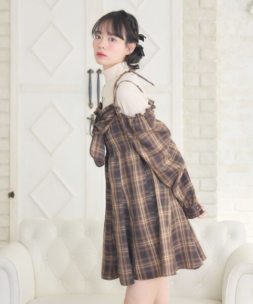 ems excite（エムズエキサイト）の「リボンチェックミニOP（ワンピース・レディース・ブラック系その他2/ブラウン系その他2・FREE）」の6枚目の写真