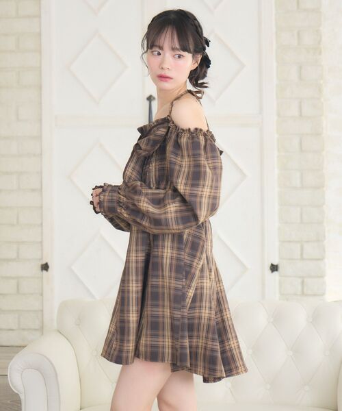 ems excite（エムズエキサイト）の「リボンチェックミニOP（ワンピース・レディース・ブラック系その他2/ブラウン系その他2・FREE）」の9枚目の写真