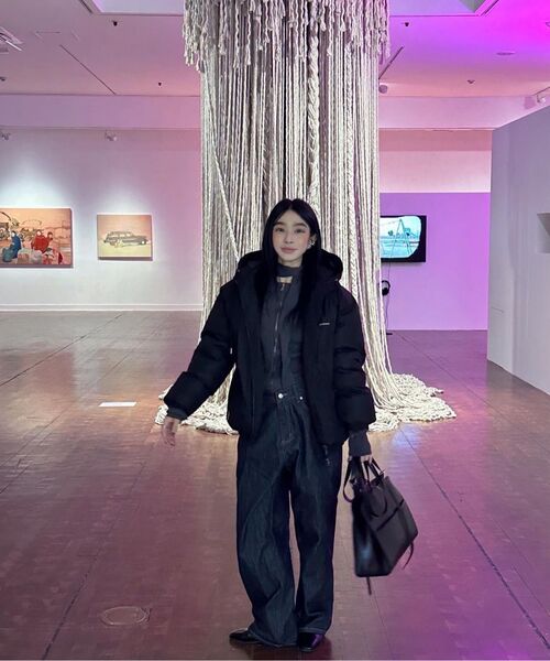 NICK&NICOLE(ニックアンドニコール)の「MINIMAL PIPING HOODED PADDING_BLACK(ダウンジャケット/コート・レディース・その他・FREE)」の4枚目の写真