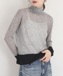 EGLANTINE 配色薄手タートルネックニット