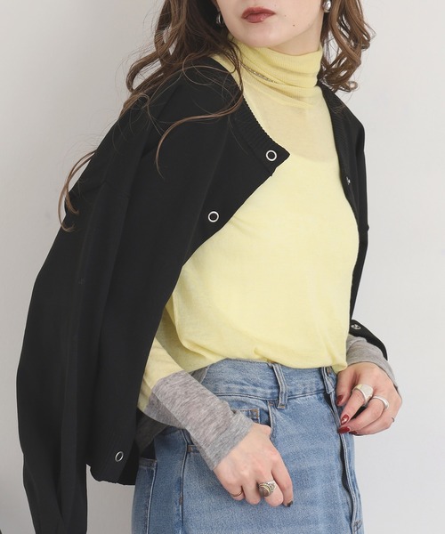 EGLANTINE（エグランティーヌ）の「EGLANTINE 配色薄手タートルネックニット（ニット/セーター・レディース・シルバーグレー/ブラウン/レッド/レモンイエロー・38）」の18枚目の写真