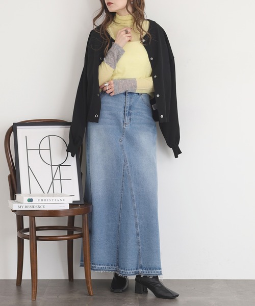 EGLANTINE（エグランティーヌ）の「EGLANTINE 配色薄手タートルネックニット（ニット/セーター・レディース・シルバーグレー/ブラウン/レッド/レモンイエロー・38）」の19枚目の写真