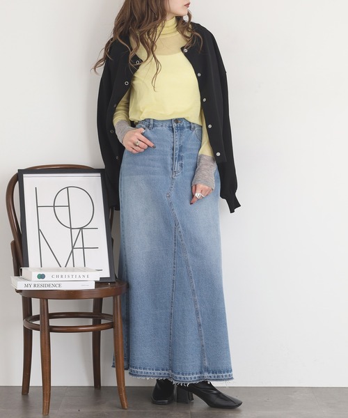 EGLANTINE（エグランティーヌ）の「EGLANTINE 配色薄手タートルネックニット（ニット/セーター・レディース・シルバーグレー/ブラウン/レッド/レモンイエロー・38）」の20枚目の写真