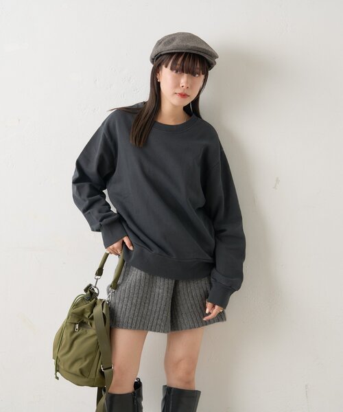 WHIMSIC（ウィムジック）の「【UNISEX/2サイズ展開】PIGMENT DYE STUDS SWEAT P/O（Tシャツ/カットソー・レディース・ブラウン/チャコールグレー・1/2）」の10枚目の写真