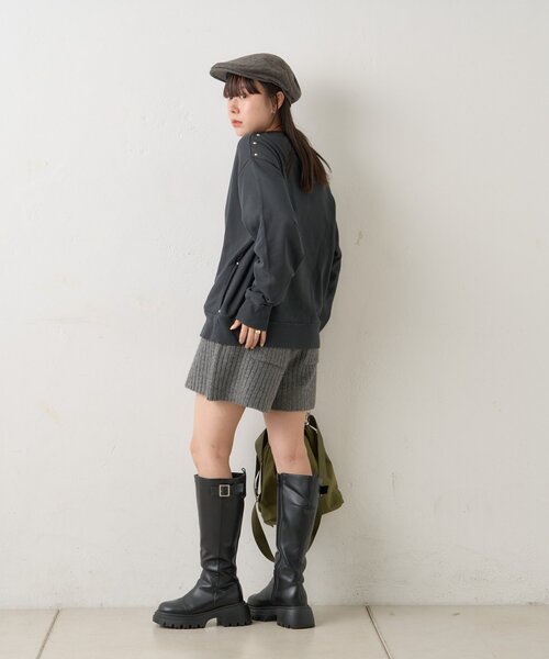 WHIMSIC（ウィムジック）の「【UNISEX/2サイズ展開】PIGMENT DYE STUDS SWEAT P/O（Tシャツ/カットソー・レディース・ブラウン/チャコールグレー・1/2）」の13枚目の写真