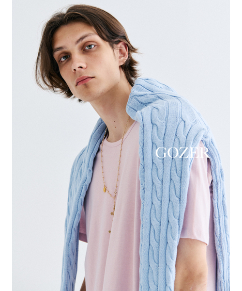 GOZER(ゴーザー)の「UNDER HALF T-SHIRT_LILAC PINK(Tシャツ/カットソー・メンズ・ベビーピンク・SMALL/MEDIUM/LARGE/X-LARGE)」の4枚目の写真