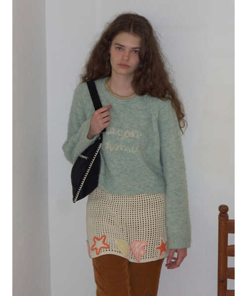 MAISON CREME（メゾンクレム）の「Gelato Lettering Knit _ Apple Mint（ニット/セーター・レディース・その他・FREE）」の3枚目の写真