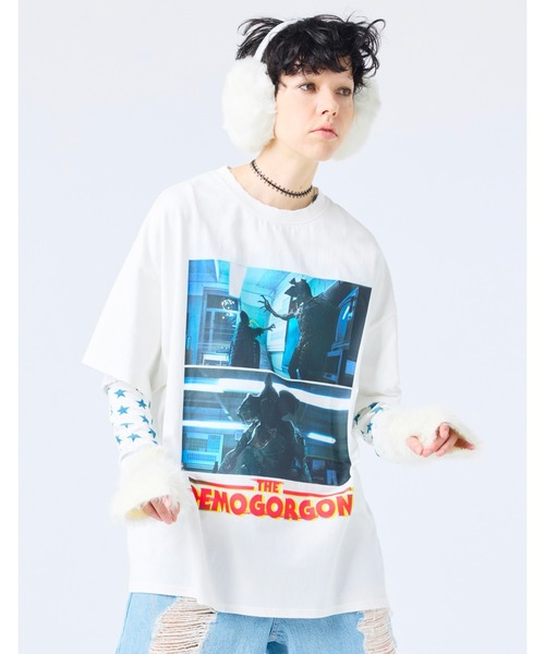 Little sunny bite（リトルサニーバイト）の「【Little sunny bite】stranger things x little sunny bite demogorgon tee（Tシャツ/カットソー・レディース・ブラック/ホワイト/ピンク・MEDIUM/SMALL）」の2枚目の写真