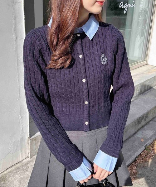 INGNI(イング)の「シャツレイヤード風ケーブルニット/A(ニット/セーター・レディース・ネイビー系8/ピンク系2/ワイン系2/グレー×ホワイト・M)」の21枚目の写真