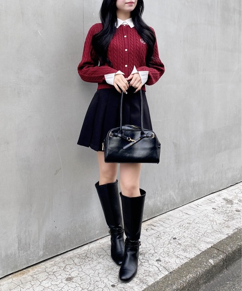 INGNI(イング)の「シャツレイヤード風ケーブルニット/A(ニット/セーター・レディース・ネイビー系8/ピンク系2/ワイン系2/グレー×ホワイト・M)」の11枚目の写真