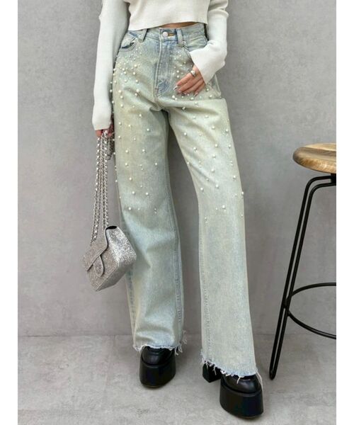 EVRIS（エヴリス）の「bijouワイドデニムパンツ（デニムパンツ・レディース・インディゴブルー/ライトブルー・SMALL/MEDIUM）」の2枚目の写真