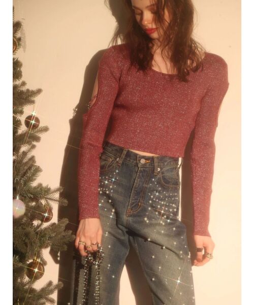 EVRIS（エヴリス）の「bijouワイドデニムパンツ（デニムパンツ・レディース・インディゴブルー/ライトブルー・SMALL/MEDIUM）」の5枚目の写真