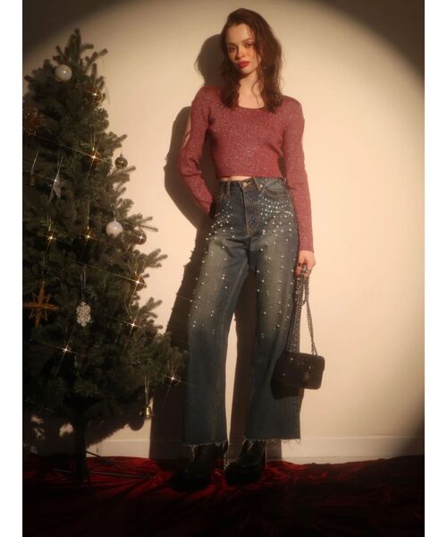 EVRIS（エヴリス）の「bijouワイドデニムパンツ（デニムパンツ・レディース・インディゴブルー/ライトブルー・SMALL/MEDIUM）」の8枚目の写真