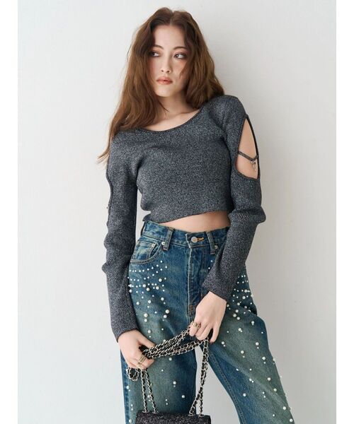 EVRIS（エヴリス）の「bijouワイドデニムパンツ（デニムパンツ・レディース・インディゴブルー/ライトブルー・SMALL/MEDIUM）」の10枚目の写真