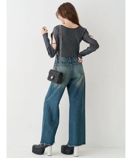 EVRIS（エヴリス）の「bijouワイドデニムパンツ（デニムパンツ・レディース・インディゴブルー/ライトブルー・SMALL/MEDIUM）」の13枚目の写真