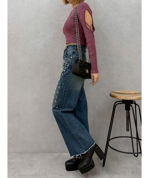 EVRIS（エヴリス）の「bijouワイドデニムパンツ（デニムパンツ・レディース・インディゴブルー/ライトブルー・SMALL/MEDIUM）」の17枚目の写真