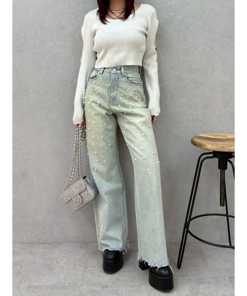 EVRIS（エヴリス）の「bijouワイドデニムパンツ（デニムパンツ・レディース・インディゴブルー/ライトブルー・SMALL/MEDIUM）」の22枚目の写真