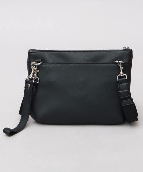 REGiSTA（レジスタ）の「スプリットレザー（牛床革） ダブル丸カン 2WAY ショルダーバッグ クラッチバッグ 冠婚葬祭バッグ（クラッチバッグ・メンズ・ブラック・FREE）」の5枚目の写真