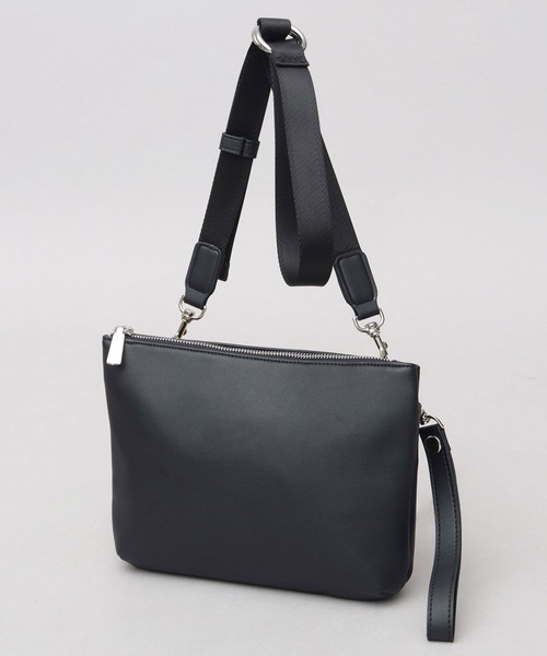 REGiSTA（レジスタ）の「スプリットレザー（牛床革） ダブル丸カン 2WAY ショルダーバッグ クラッチバッグ 冠婚葬祭バッグ（クラッチバッグ・メンズ・ブラック・FREE）」の7枚目の写真