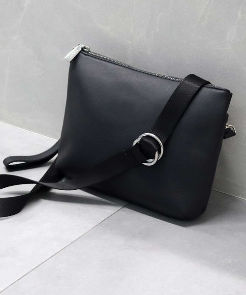 REGiSTA（レジスタ）の「スプリットレザー（牛床革） ダブル丸カン 2WAY ショルダーバッグ クラッチバッグ 冠婚葬祭バッグ（クラッチバッグ・メンズ・ブラック・FREE）」の17枚目の写真