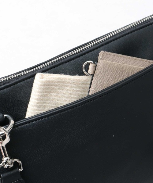 REGiSTA（レジスタ）の「スプリットレザー（牛床革） ダブル丸カン 2WAY ショルダーバッグ クラッチバッグ 冠婚葬祭バッグ（クラッチバッグ・メンズ・ブラック・FREE）」の12枚目の写真