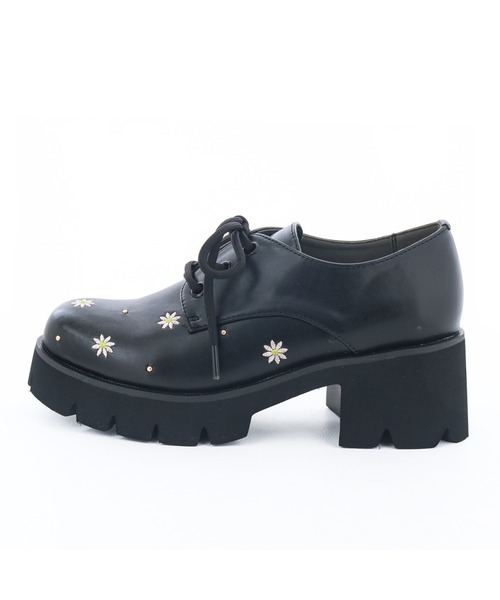 byあしながおじさん(バイアシナガオジサン)の「軽量|フラワー刺繍マニッシュ 8990045(ドレスシューズ・レディース・オフホワイト/ブラック・S/M/L/LL)」の6枚目の写真