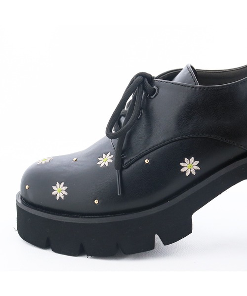 byあしながおじさん(バイアシナガオジサン)の「軽量|フラワー刺繍マニッシュ 8990045(ドレスシューズ・レディース・オフホワイト/ブラック・S/M/L/LL)」の11枚目の写真