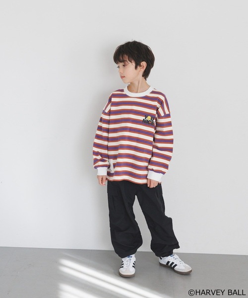 SMILEY FACE（スマイリーフェイス）の「【SMILEY FACE(スマイリーフェイス)】マルチボーダーロンT(KIDS)（Tシャツ/カットソー・キッズ・ブルー/レッド・110cm/120cm/130cm/140cm/150cm）」の9枚目の写真