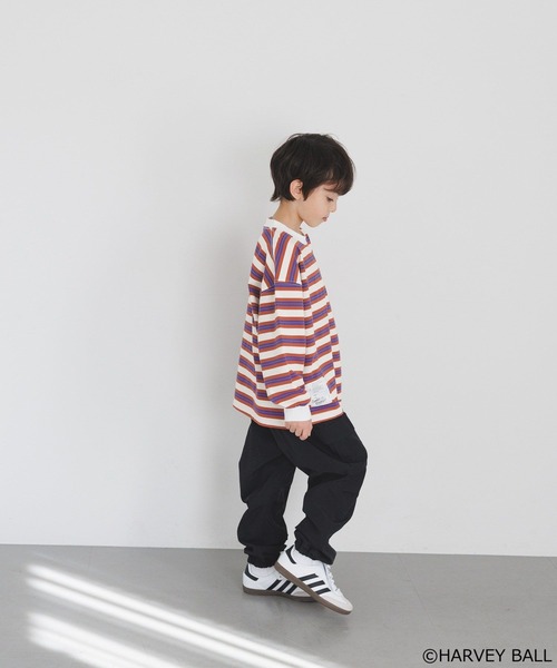 SMILEY FACE（スマイリーフェイス）の「【SMILEY FACE(スマイリーフェイス)】マルチボーダーロンT(KIDS)（Tシャツ/カットソー・キッズ・ブルー/レッド・110cm/120cm/130cm/140cm/150cm）」の10枚目の写真