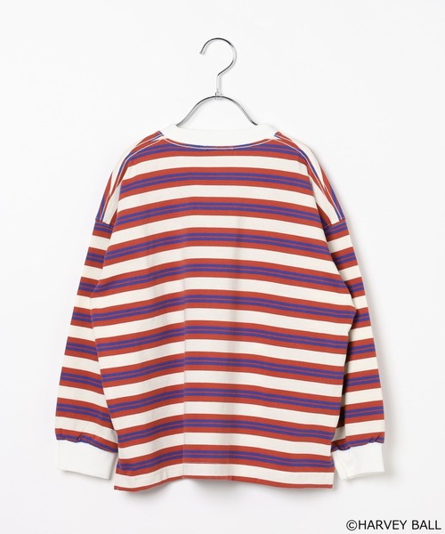 SMILEY FACE（スマイリーフェイス）の「【SMILEY FACE(スマイリーフェイス)】マルチボーダーロンT(KIDS)（Tシャツ/カットソー・キッズ・ブルー/レッド・110cm/120cm/130cm/140cm/150cm）」の14枚目の写真