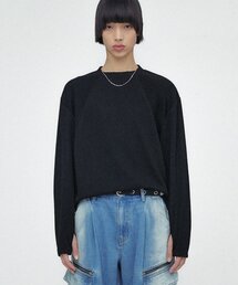 MINAV（ミナブ）の「ブロックラウンドニットTシャツ[ブラック]（ニット/セーター）」