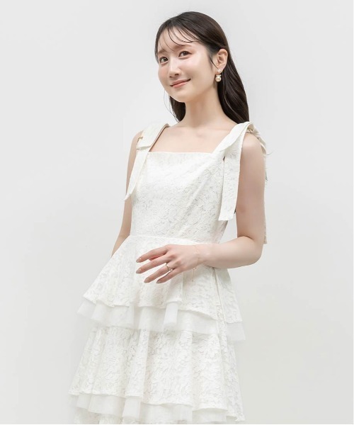 RANDA（ランダ）の「レースティアードキャミワンピース（ワンピース・レディース・イエロー/ホワイト/ブルー・1/0）」の6枚目の写真