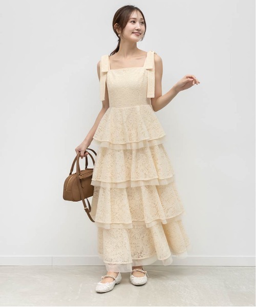 RANDA（ランダ）の「レースティアードキャミワンピース（ワンピース・レディース・イエロー/ホワイト/ブルー・1/0）」の9枚目の写真