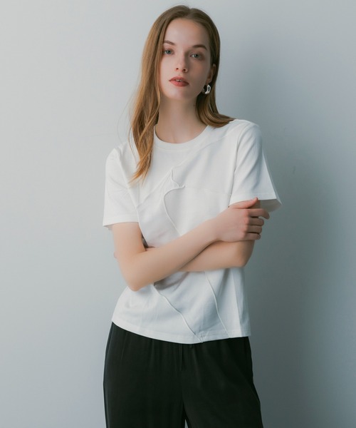 SERENO(セレーノ)の「アシメラインアウトシームニットT(Tシャツ/カットソー・レディース・ホワイト・S)」の1枚目の写真