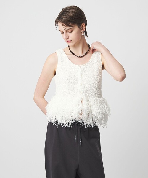 ASTRAET（アストラット）の「＜ASTRAET＞フリンジ Uネックジレ（ベスト・レディース・ブラック/ホワイト・FREE）」の3枚目の写真