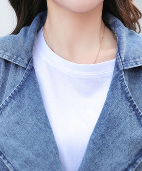 &soiree(アンドソワレ)の「袖フリンジデニムトレンチコート(トレンチコート・レディース・ブルー・X-LARGE/LARGE/MEDIUM/SMALL)」の4枚目の写真