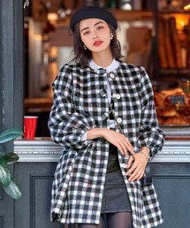 Chesty（チェスティー）の「チェックバルーンスリーブコート（ノーカラーコート）」