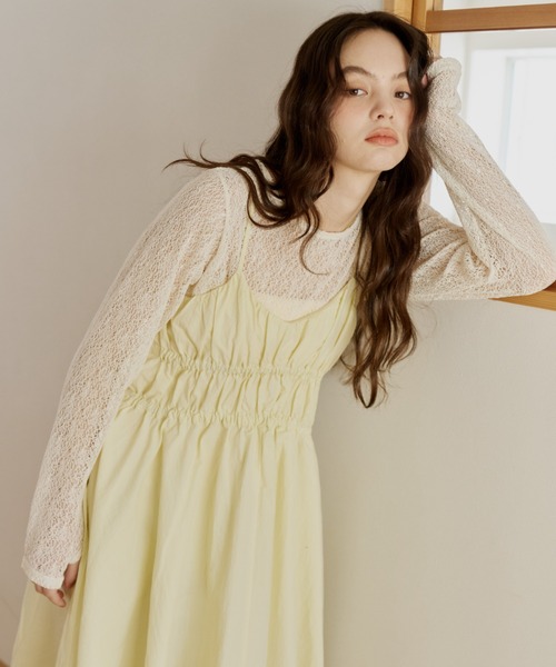OLUN(オルン)の「volume cami onepiece/ボリュームキャミワンピース(ワンピース・レディース・レモンイエロー/アイボリー/ブラック/ベージュ・SMALL/MEDIUM)」の14枚目の写真